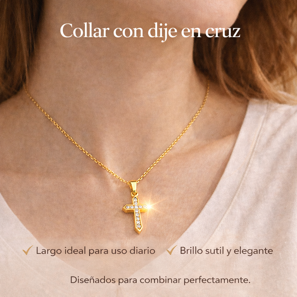 Set Cruz Dorada Elegante – El detalle que transforma tu look en segundos