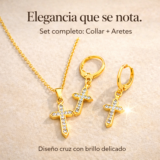 Set Cruz Dorada Elegante – El detalle que transforma tu look en segundos