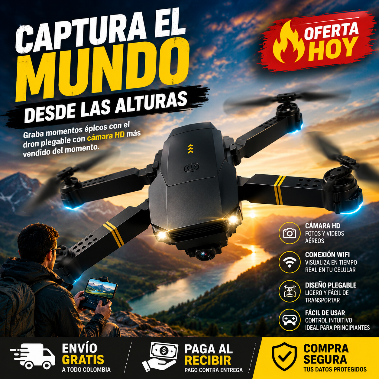 Dron 998 Pro Max™ Captura momentos épicos desde el aire sin gastar una fortuna