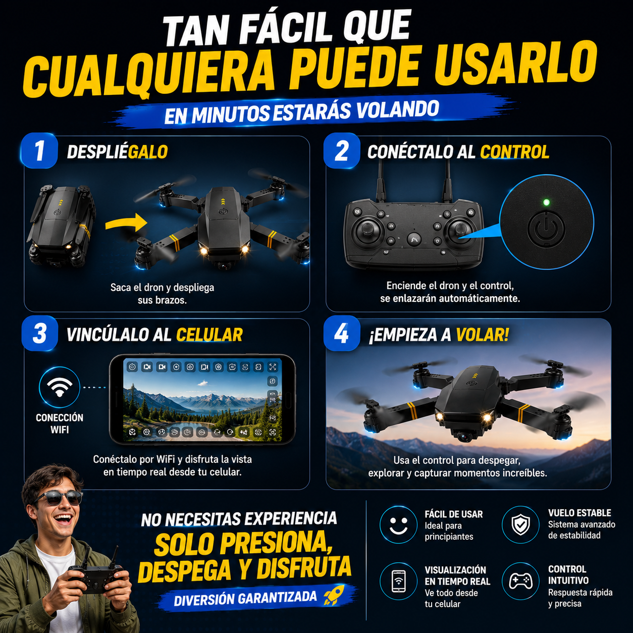 Dron 998 Pro Max™ Captura momentos épicos desde el aire sin gastar una fortuna