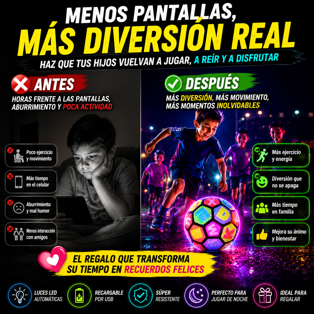 Balón LED Recargable™ ¡Convierte cualquier noche en el mejor partido!