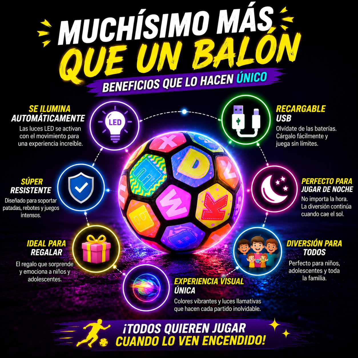 Balón LED Recargable™ ¡Convierte cualquier noche en el mejor partido!