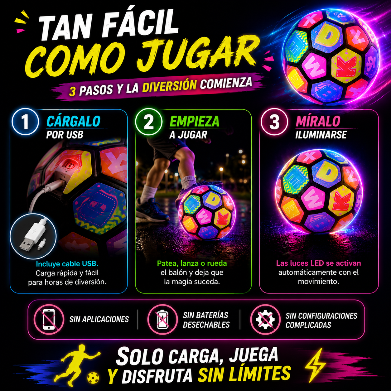 Balón LED Recargable™ ¡Convierte cualquier noche en el mejor partido!