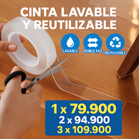 PROMO 3x1 Cinta Doble Faz Lavable Y Reutilizable