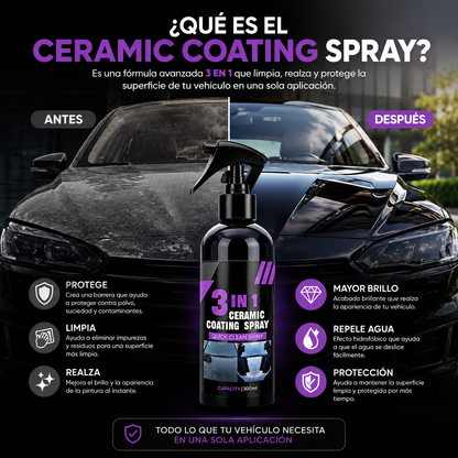 ✨ Ceramic Coating Spray 3 en 1™ - Brillo Intenso y Protección para Tu Vehículo en Minutos
