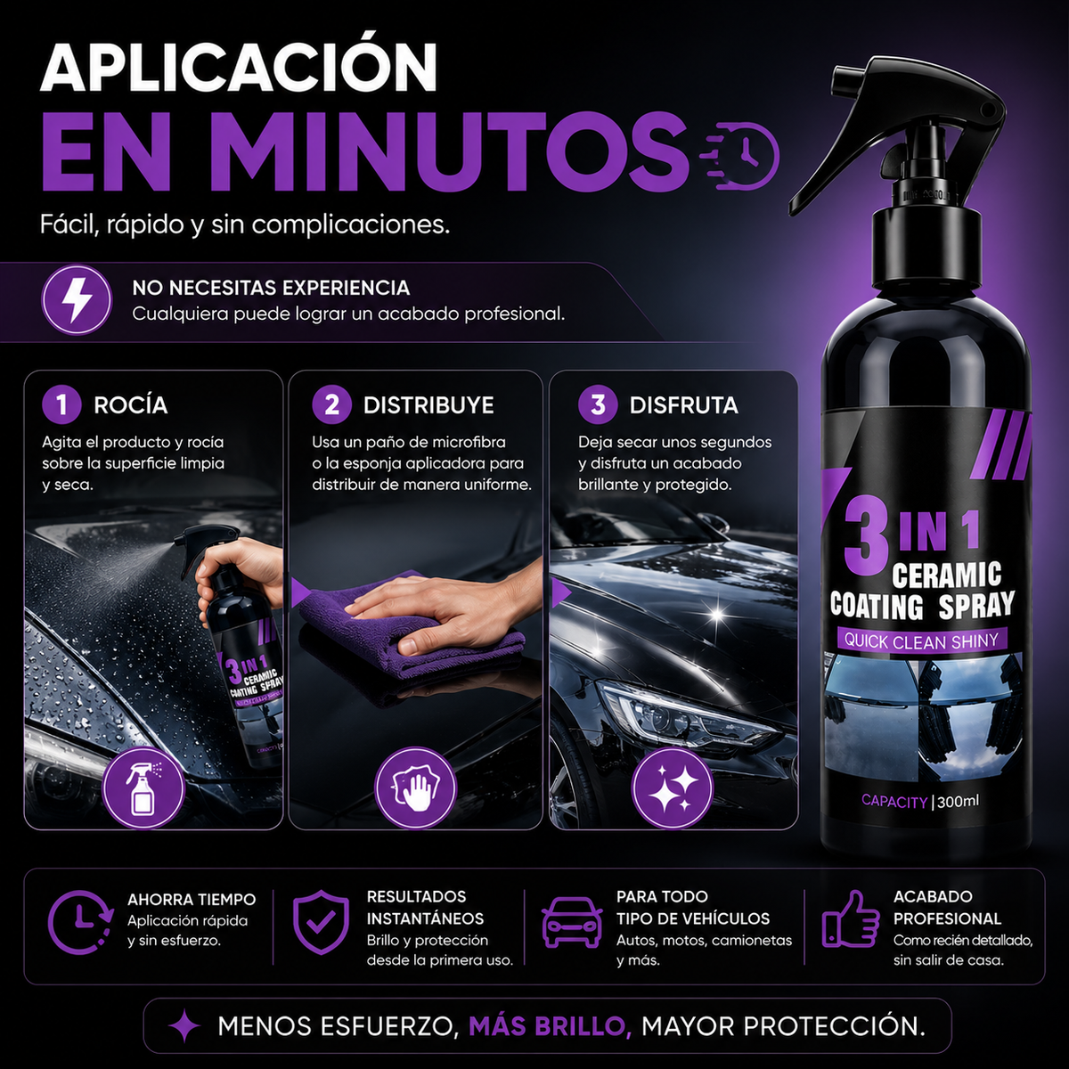✨ Ceramic Coating Spray 3 en 1™ - Brillo Intenso y Protección para Tu Vehículo en Minutos