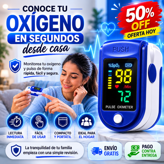 Oxímetro de Pulso Digital — Monitorea Tu Oxígeno en Segundos Desde Casa
