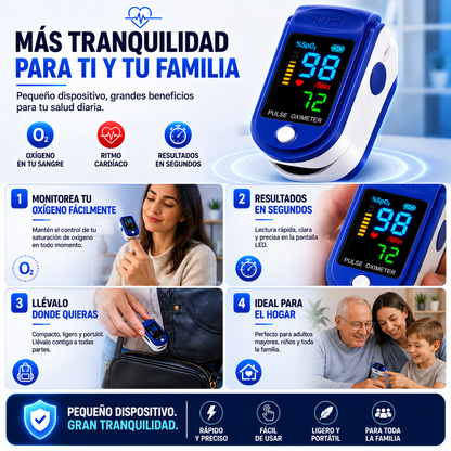 Oxímetro de Pulso Digital — Monitorea Tu Oxígeno en Segundos Desde Casa