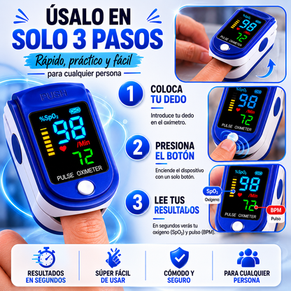 Oxímetro de Pulso Digital — Monitorea Tu Oxígeno en Segundos Desde Casa