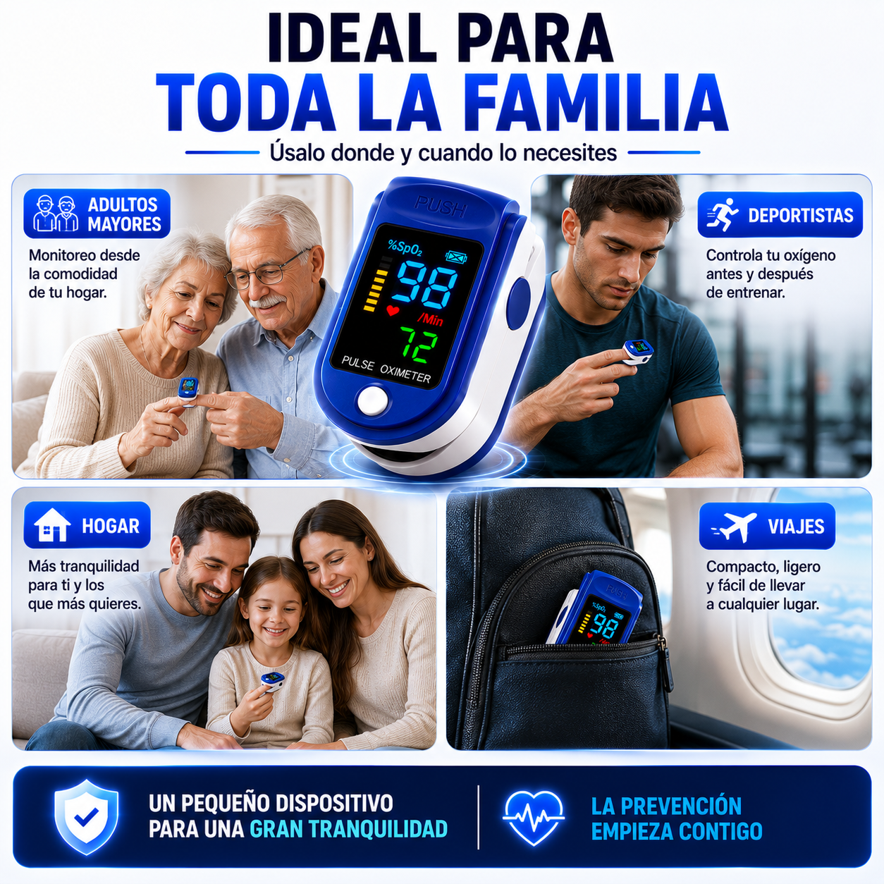 Oxímetro de Pulso Digital — Monitorea Tu Oxígeno en Segundos Desde Casa