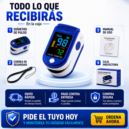 Oxímetro de Pulso Digital — Monitorea Tu Oxígeno en Segundos Desde Casa