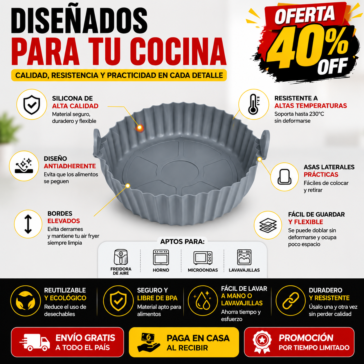 MOLDES SILICONA - Cocina Sin Ensuciar Tu Freidora de Aire KIT X6