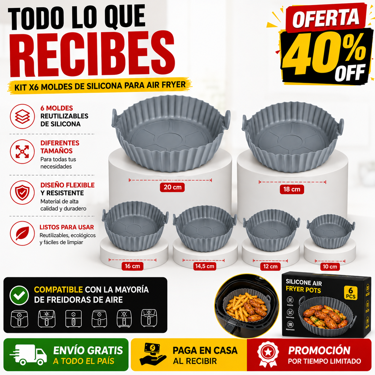 MOLDES SILICONA - Cocina Sin Ensuciar Tu Freidora de Aire KIT X6