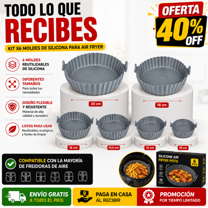 MOLDES SILICONA - Cocina Sin Ensuciar Tu Freidora de Aire KIT X6