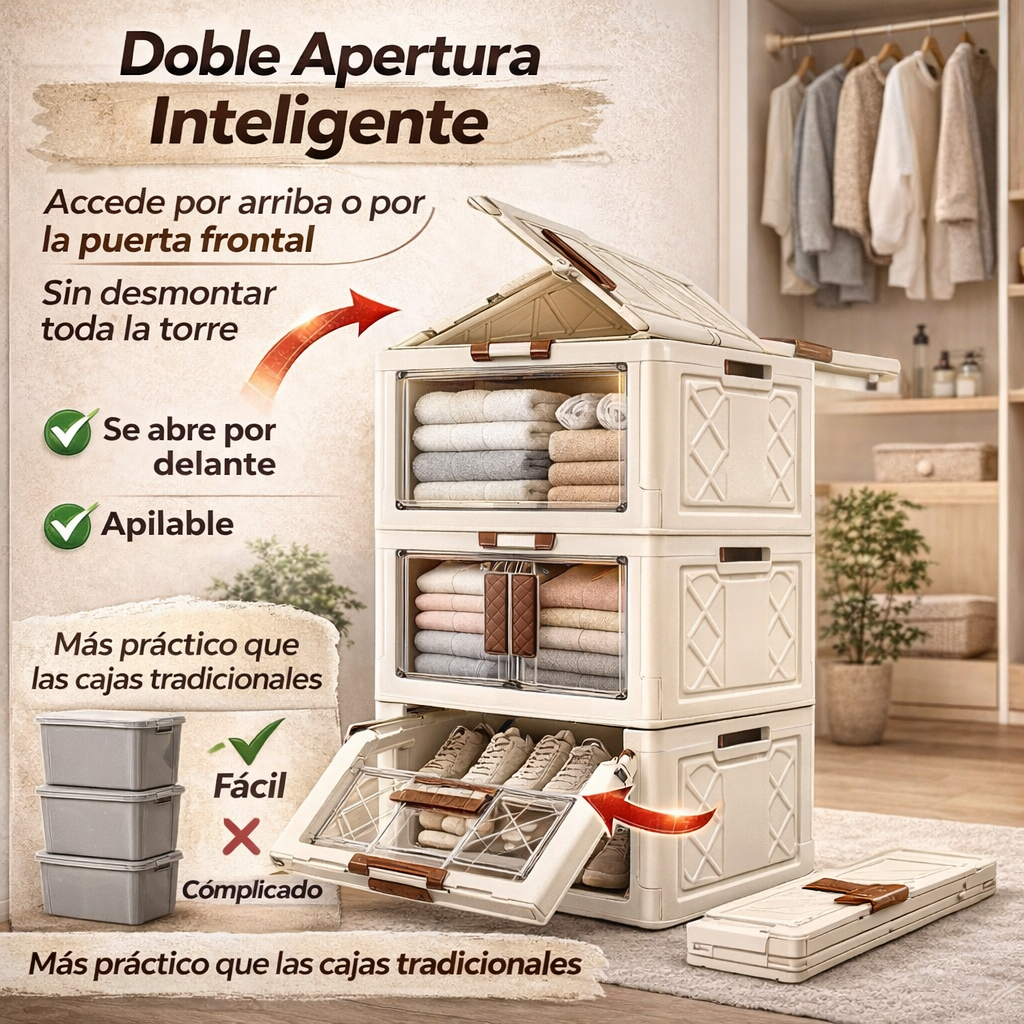 BoxyFlex™ Sistema Modular de Almacenamiento Plegable con Doble Apertura