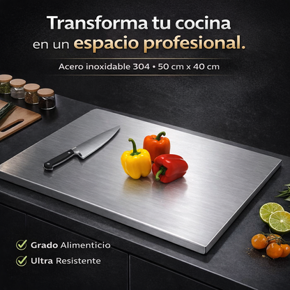 Tabla Profesional de Acero Inoxidable 304 – Más Higiene y Más Espacio en tu Cocina