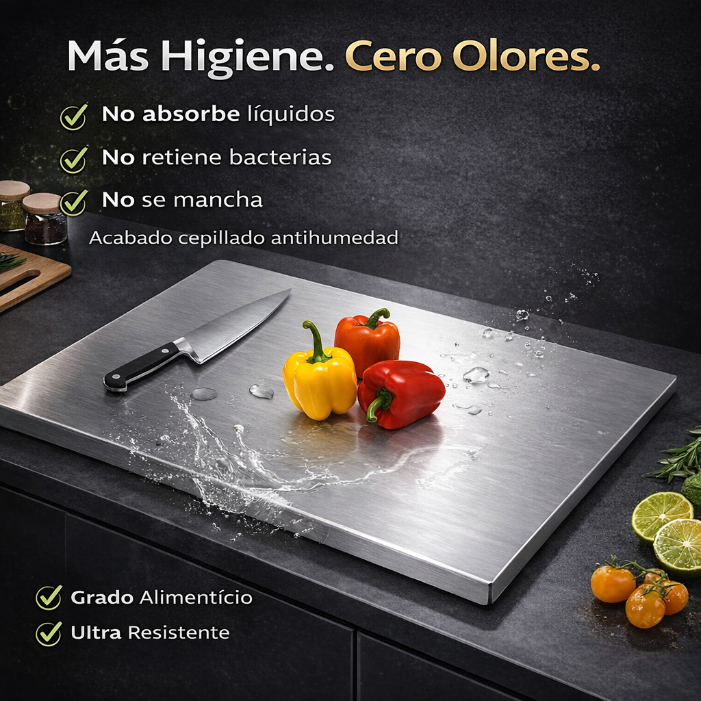 Tabla Profesional de Acero Inoxidable 304 – Más Higiene y Más Espacio en tu Cocina