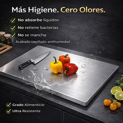 Tabla Profesional de Acero Inoxidable 304 – Más Higiene y Más Espacio en tu Cocina