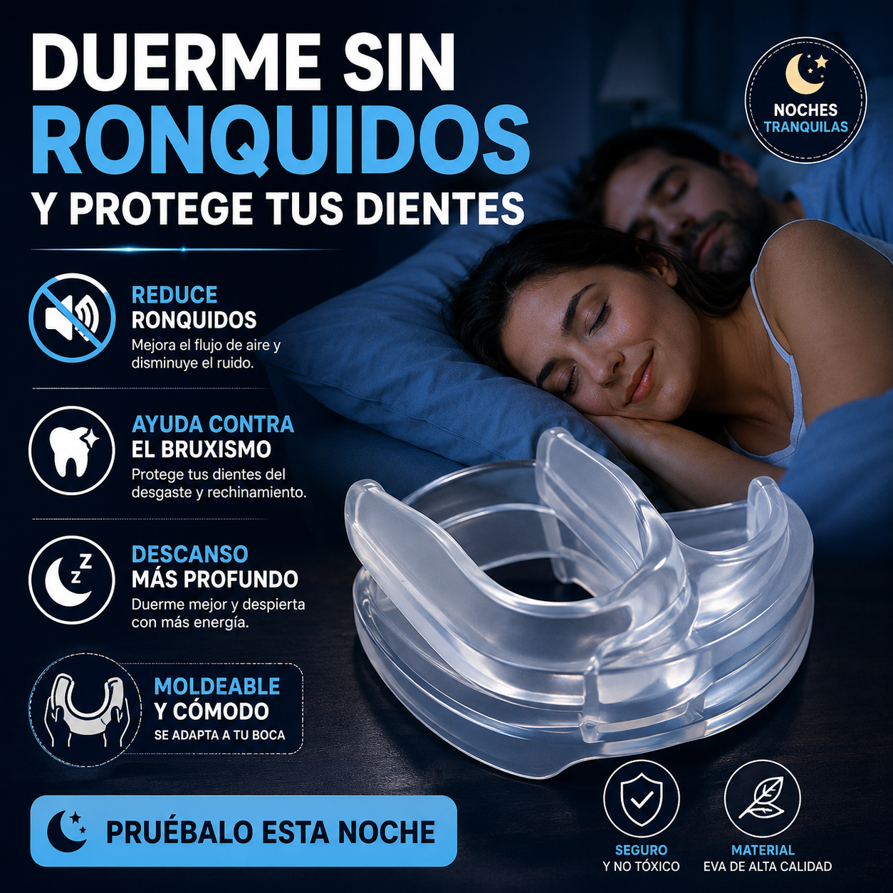 Protector Dental Anti Ronquidos y Bruxismo™ Duerme Más Tranquilo y Protege Tus Dientes Todas las Noches