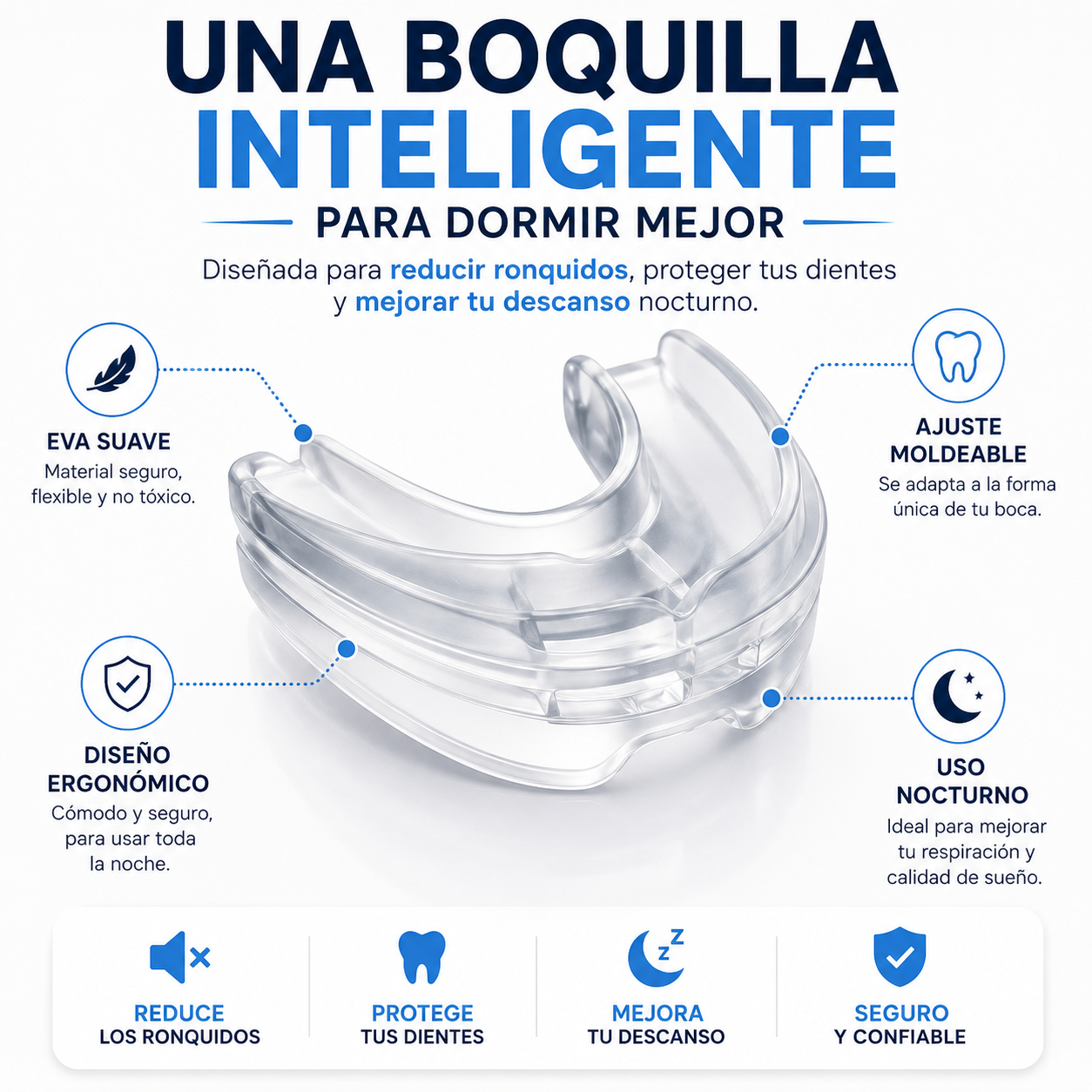 Protector Dental Anti Ronquidos y Bruxismo™ Duerme Más Tranquilo y Protege Tus Dientes Todas las Noches