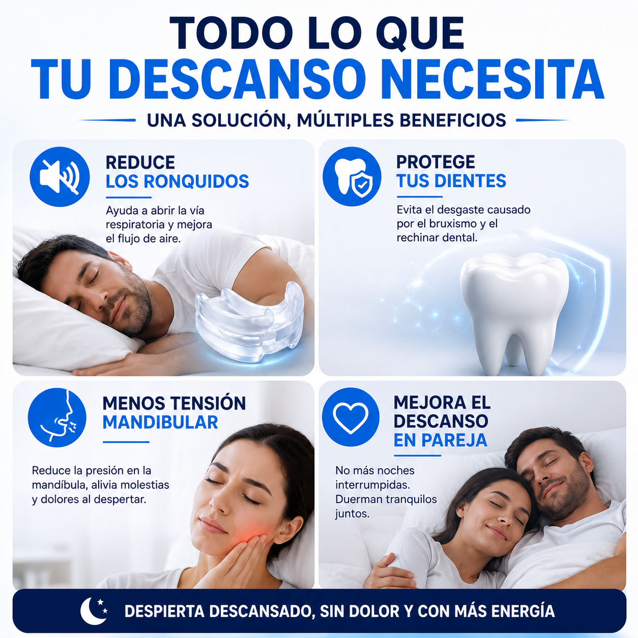 Protector Dental Anti Ronquidos y Bruxismo™ Duerme Más Tranquilo y Protege Tus Dientes Todas las Noches