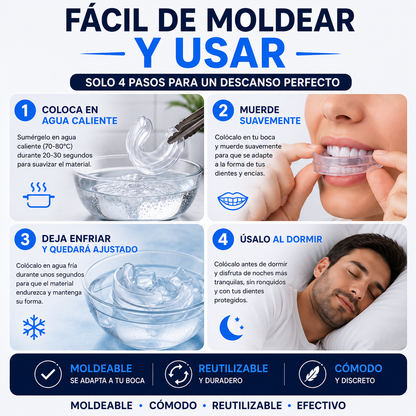 Protector Dental Anti Ronquidos y Bruxismo™ Duerme Más Tranquilo y Protege Tus Dientes Todas las Noches