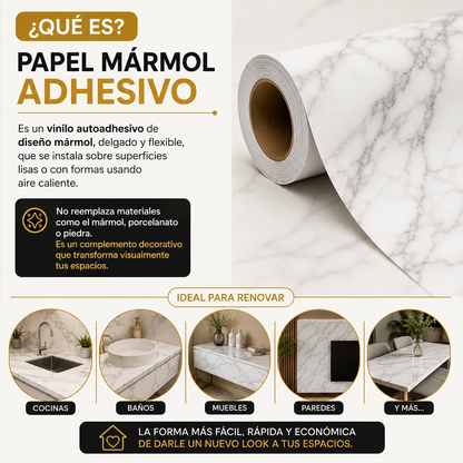 Papel Mármol Adhesivo Premium - Renueva tus espacios fácil, rápido y sin remodelaciones costosas
