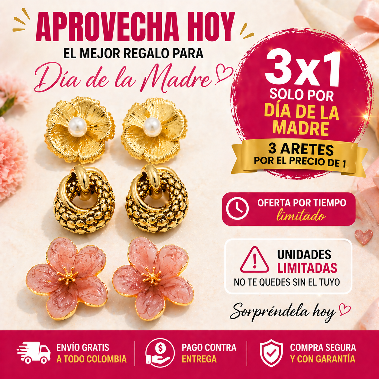 Combo 3 Aretes Elegantes – Eleva tu estilo todos los días sin complicarte