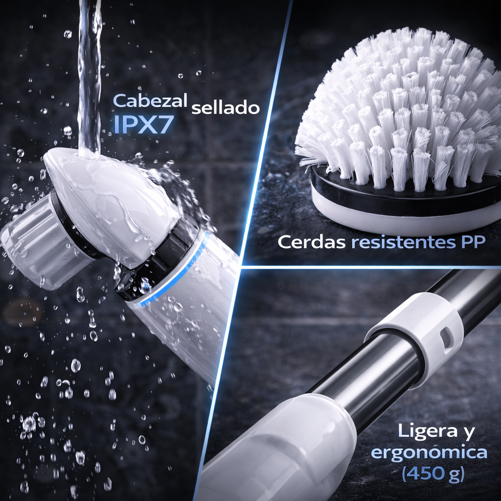Cepillo Eléctrico Giratorio 9 en 1 – Limpia Más Fácil, Sin Esfuerzo y Sin Agacharte