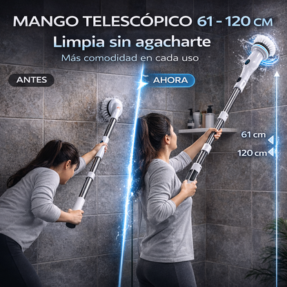 Cepillo Eléctrico Giratorio 9 en 1 – Limpia Más Fácil, Sin Esfuerzo y Sin Agacharte