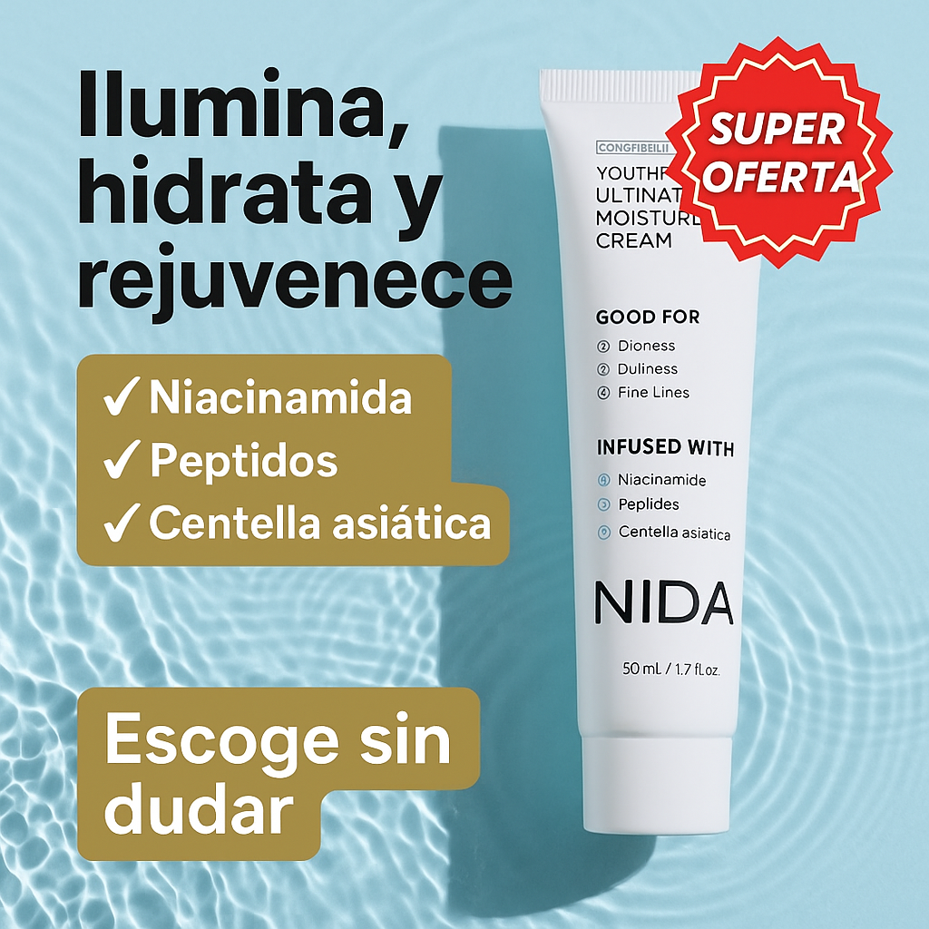 NIDA™️ – Crema Coreana con Niacinamida y Péptidos, Ilumina, Hidrata y Rejuvenece tu Piel