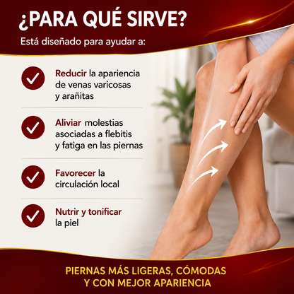 Crema Varices™ Alivio Diario, Sensación de Ligereza y Bienestar Desde la Primera Aplicación