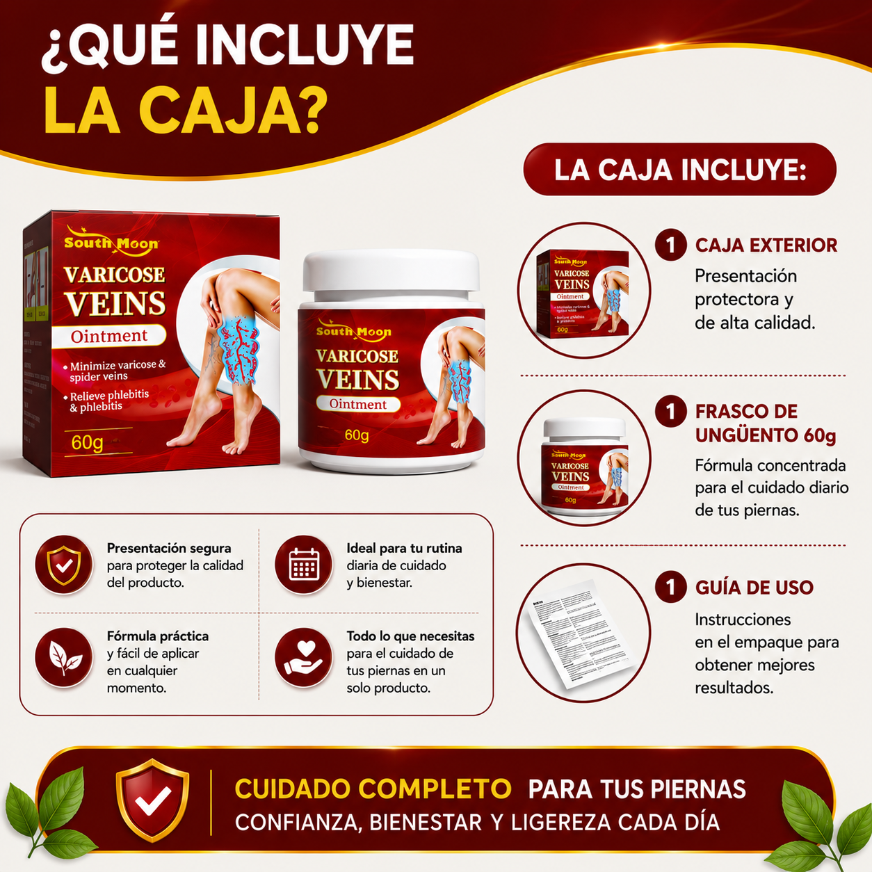 Crema Varices™ Alivio Diario, Sensación de Ligereza y Bienestar Desde la Primera Aplicación