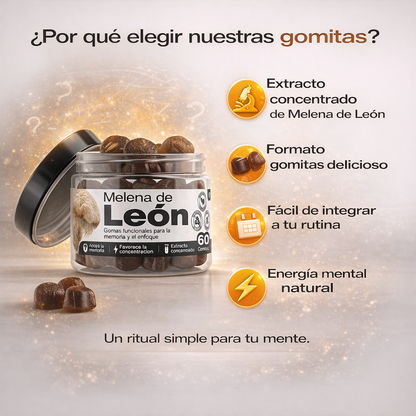 Gomitas de Melena de León x 60 — Apoya tu enfoque y claridad mental de forma natural