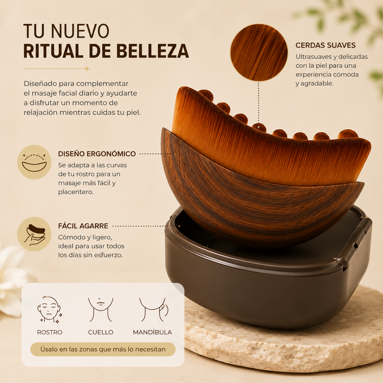CEPILLO FACIAL ESCULTOR™ Disfruta de rostro más fresco, relajado y revitalizado en pocos minutos