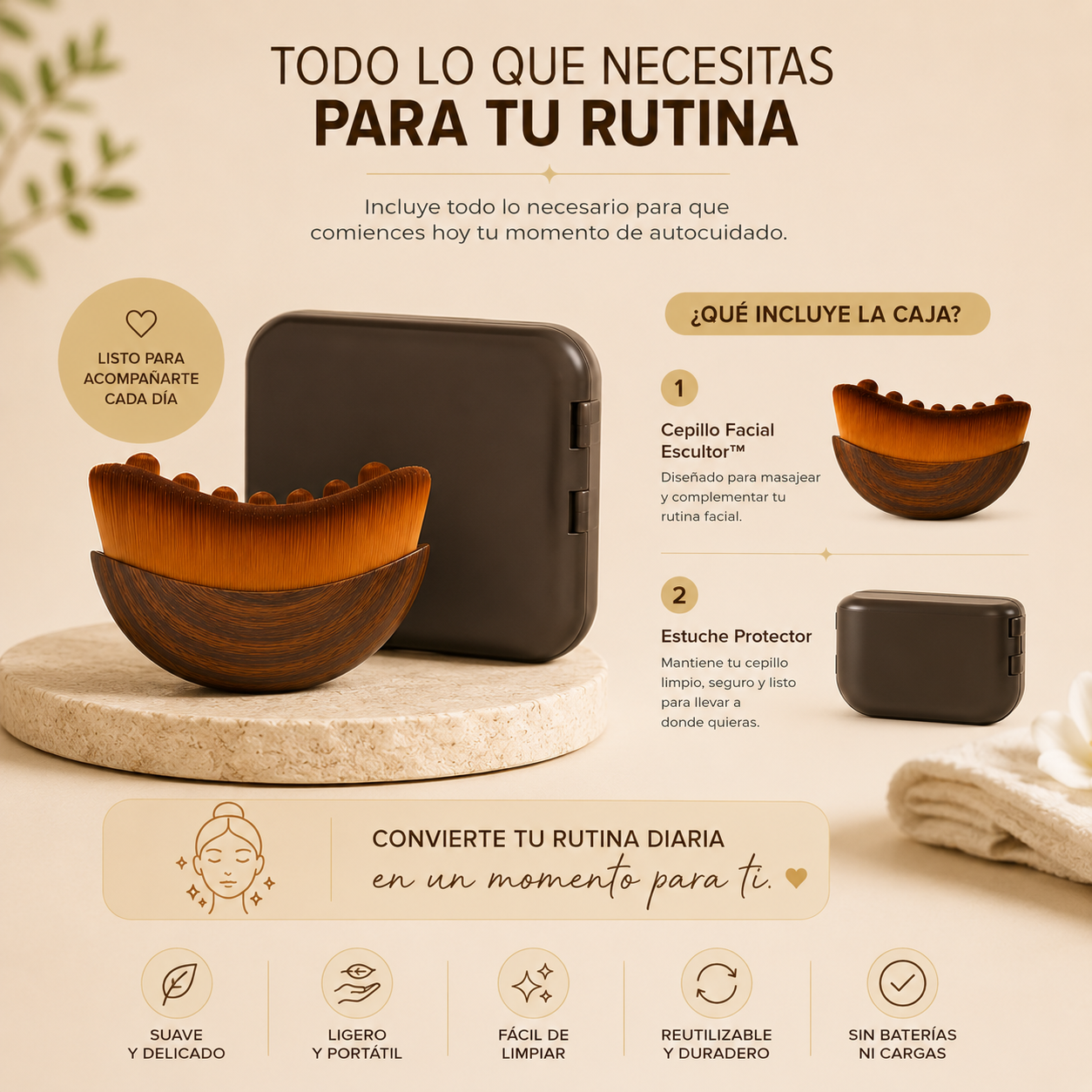 CEPILLO FACIAL ESCULTOR™ Disfruta de rostro más fresco, relajado y revitalizado en pocos minutos