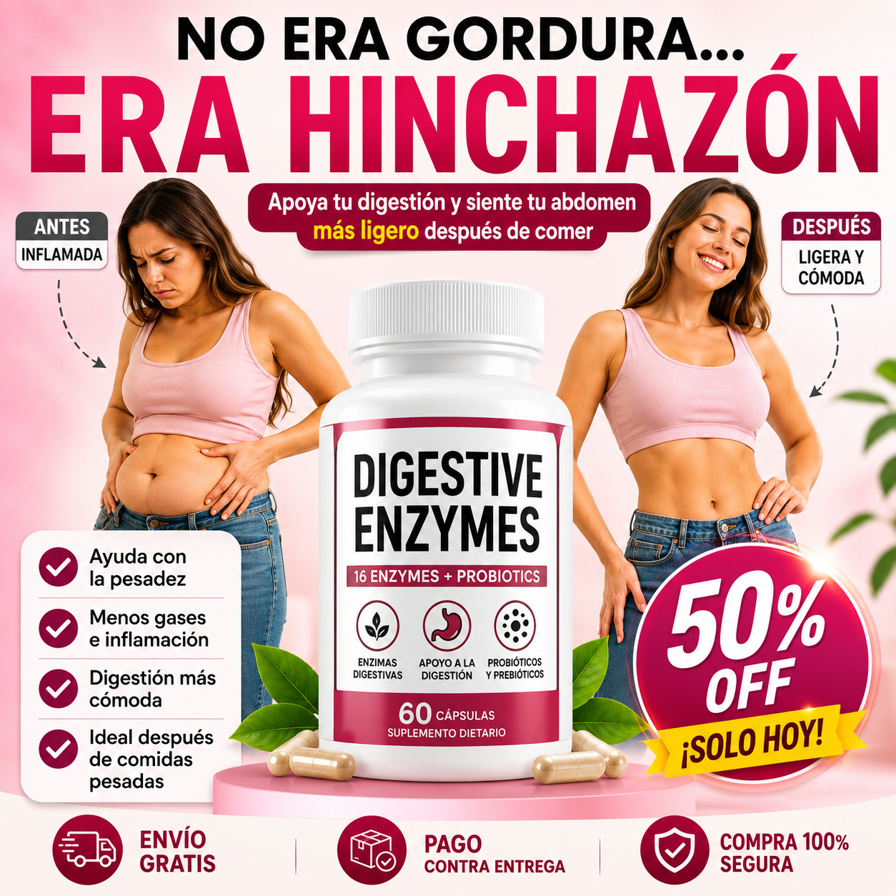 DIGESTIVE ENZYMES™ Apoya tu digestión y siente tu abdomen más ligero después de comer