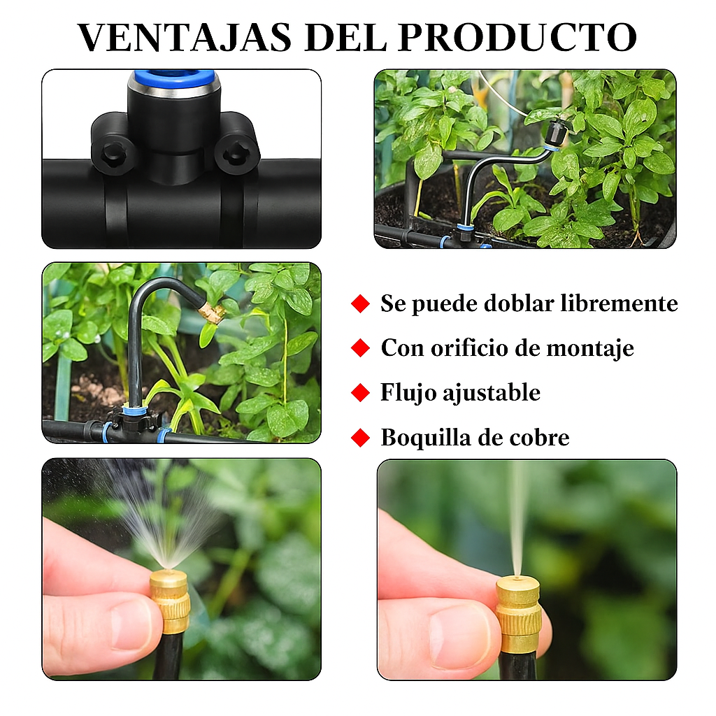 Goteo Riego Equipo con 360° Flexible Manguera