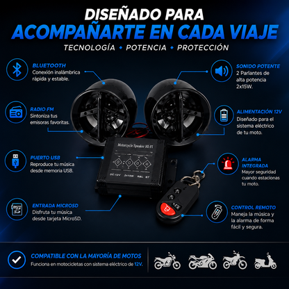 Radio Alarma Parlante™ Una Mejor Experiencia con Música y Seguridad para tu Moto