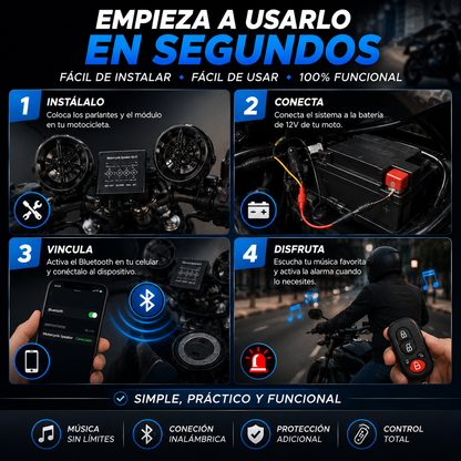 Radio Alarma Parlante™ Una Mejor Experiencia con Música y Seguridad para tu Moto