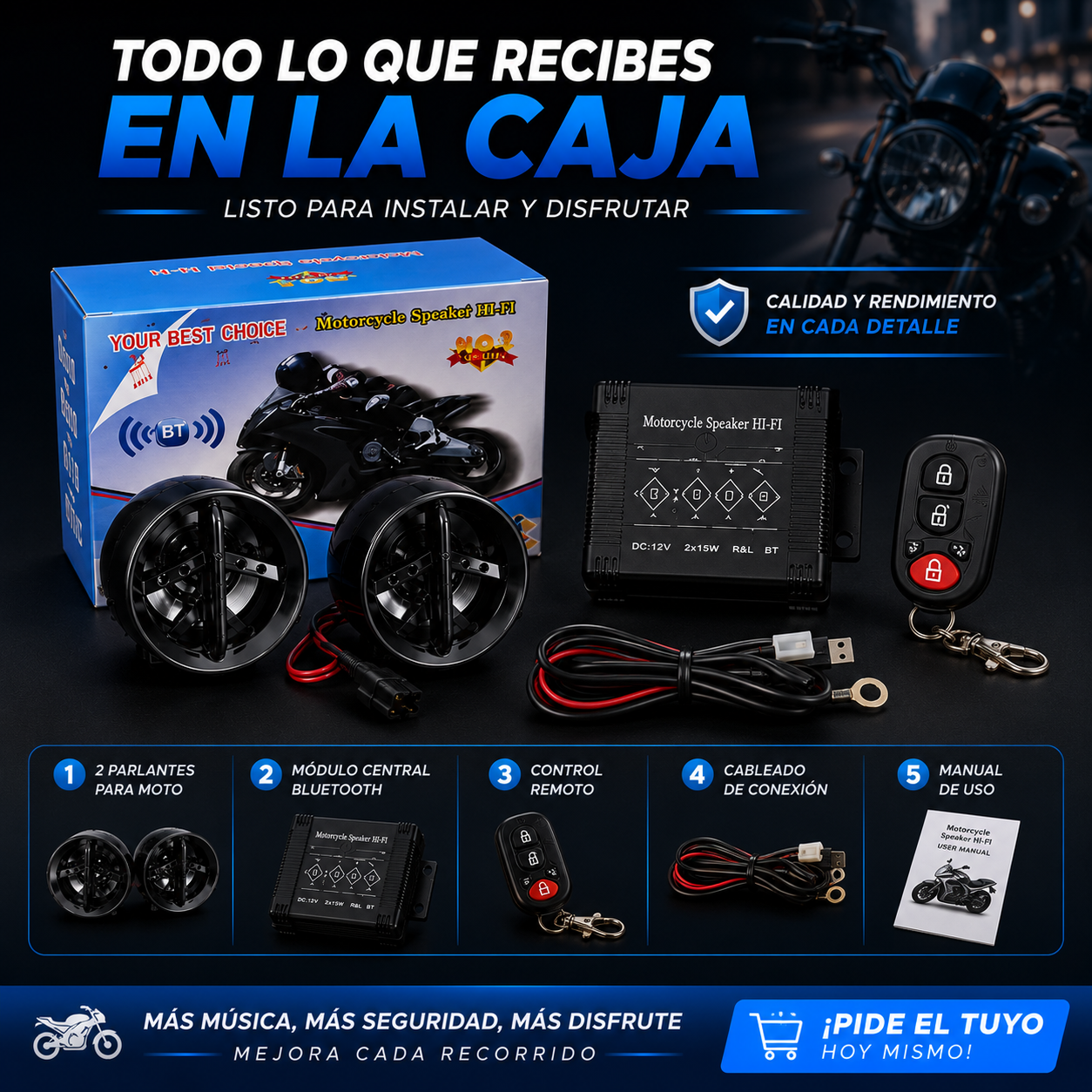Radio Alarma Parlante™ Una Mejor Experiencia con Música y Seguridad para tu Moto