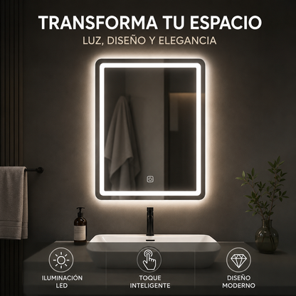 Espejo LED - Convierte cualquier baño en un espacio moderno, elegante y perfectamente iluminado.