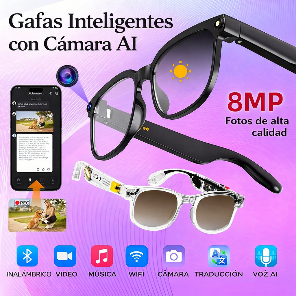Gafas Inteligentes con Cámara – Captura tu día sin sacar el celular