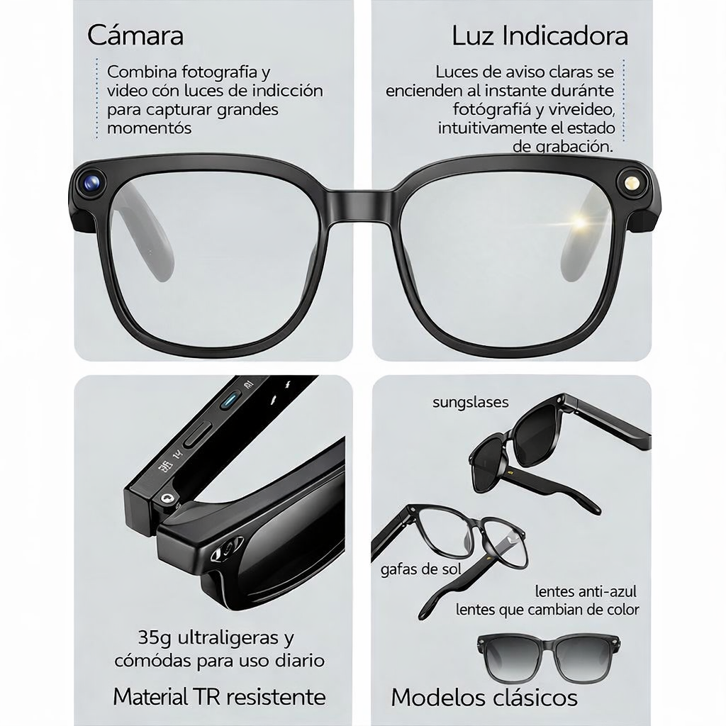Gafas Inteligentes con Cámara – Captura tu día sin sacar el celular