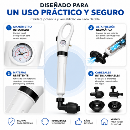 Destapador Neumático de Alta Presión - Una forma práctica de ayudar a destapar sanitarios