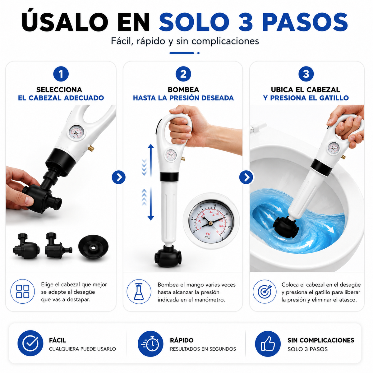 Destapador Neumático de Alta Presión - Una forma práctica de ayudar a destapar sanitarios