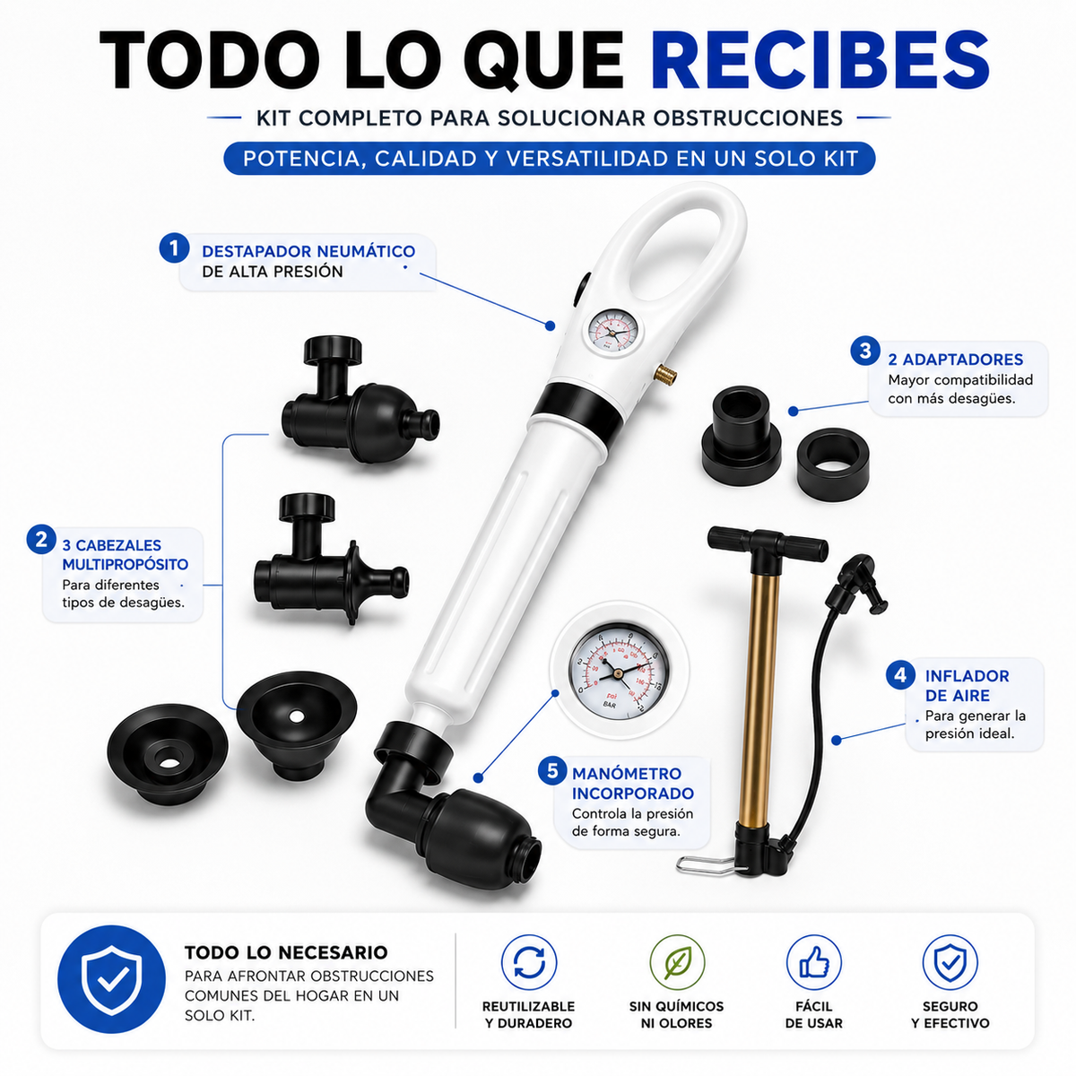 Destapador Neumático de Alta Presión - Una forma práctica de ayudar a destapar sanitarios