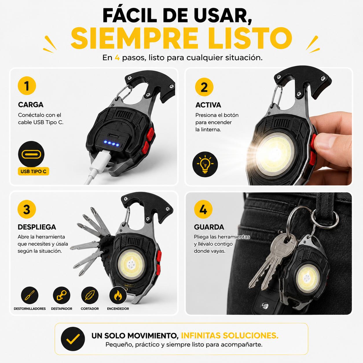 LINTERNA LLAVERO ENCENDEDOR - La herramienta de bolsillo que te acompaña en cualquier situación