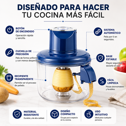 Peladora Eléctrica Automática | Pela Frutas y Verduras en Segundos con Solo un Botón