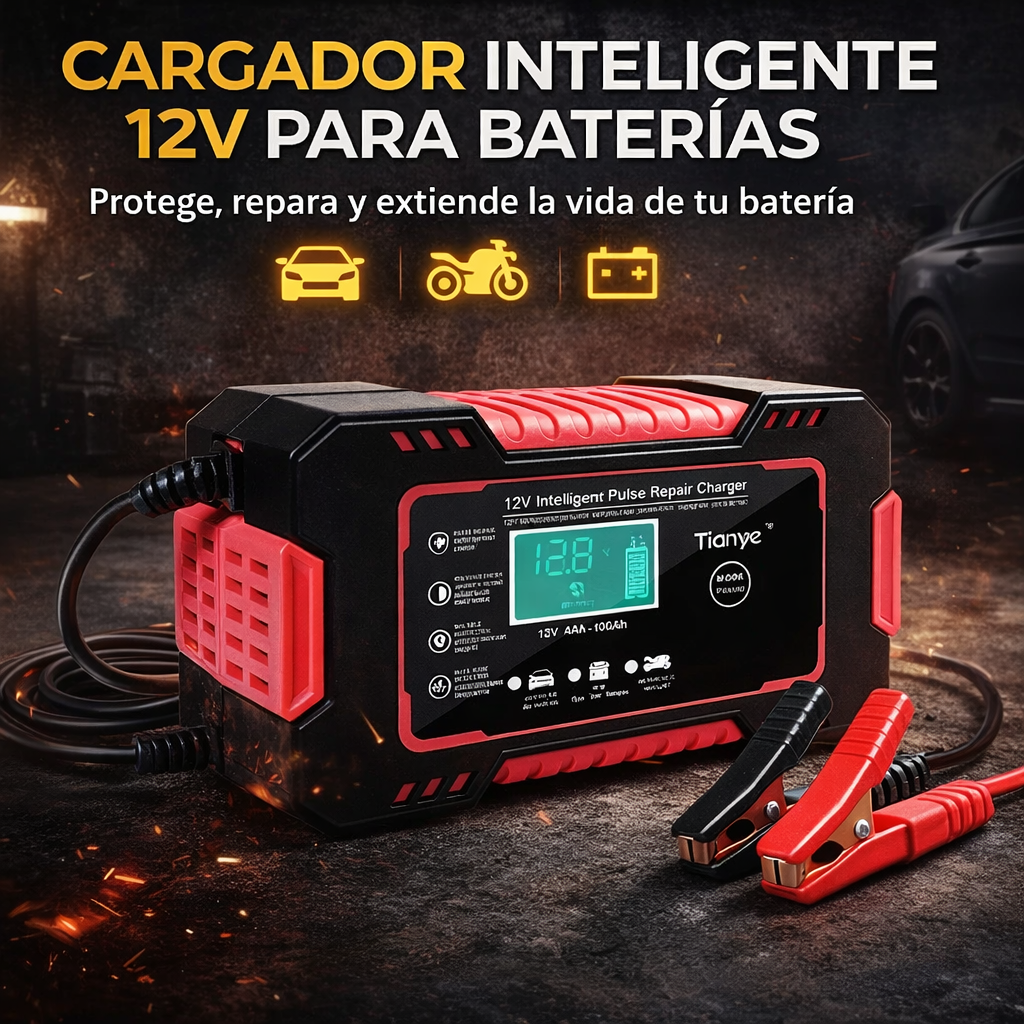 Cargador Inteligente 12V para Baterías – Cuida, recupera y extiende la vida de tu batería